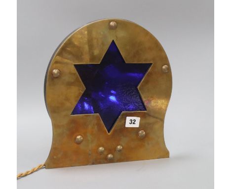 A lamp with inset star shaped panel height 30cm