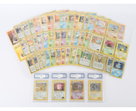 Pokémon TCG - Complete Gym Hero's set with four PG graded cards - 1st edition and unlimited. This lot contains a complete Gym