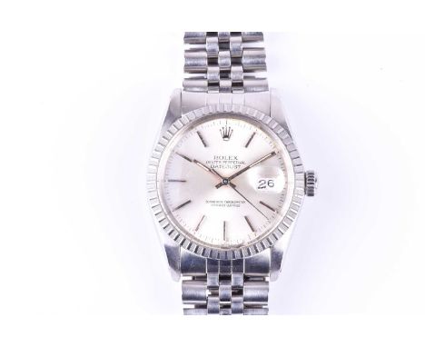 A 1984 Rolex Oyster Perpetual ref. 16030 DateJust automatic wristwatch, the silvered dial with baton indices and date apertur