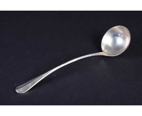 A late Victorian silver ladle, London 1897 by Josiah Willams &amp; Co, 34 cm, 9 ozt.