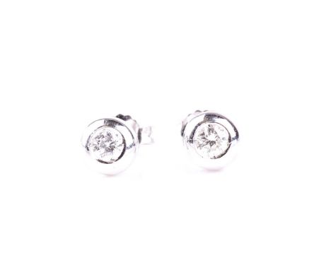 A pair of 18ct white gold and diamond earrings, set with round brilliant-cut diamonds of approximately 0.40 carats combined, 