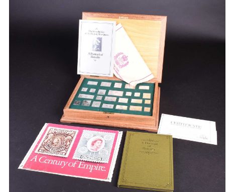 A Hallmark Replicas Ltd set of silver ingots, each depicting the stamps of Royalty to commemorate the Queen's 1977 Silver Jub