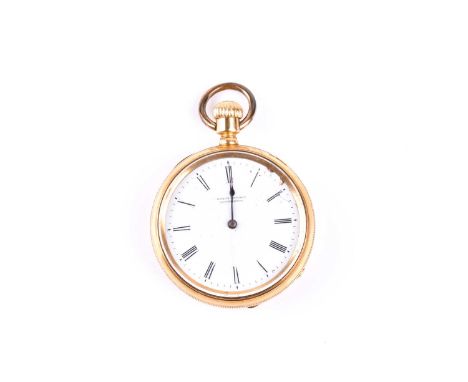 An open faced keyless lever watch, white enamel dial, Roman numerals, the dial and movement signed Henry Bright Leamington, t