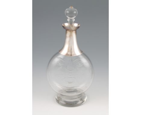 A Victorian John Thomas Heath & John Hartshorne Middleton for Hukin & Heath silver mounted cut glass decanter, the circular f