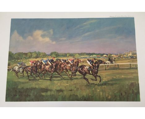 An unframed " The Derby 1968" horse racing print by John King. Published by The Sporting Gallery Limited, November 1968. Prin
