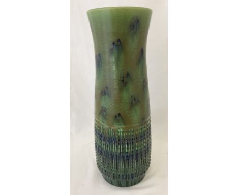 A large Poole pottery vase with green and blue drip style glaze.  39cm tall approx.