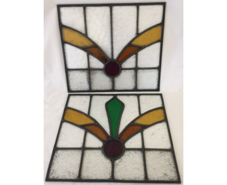 2 c1930's lead light windows.  Each approx 43 x 37cm.