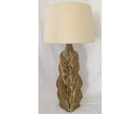 A signed Bernard Rooke studio pottery ceramic lamp base in tan colour.  Approx. 42cm tall without shade and fixings.