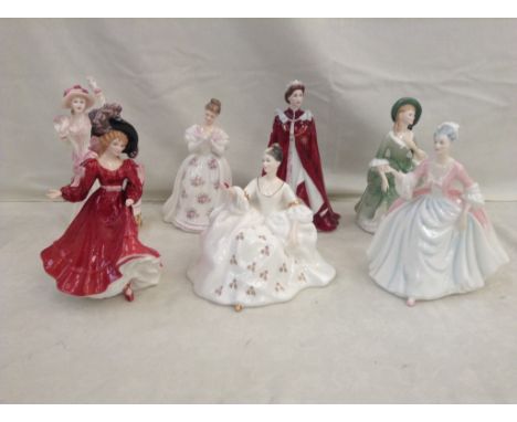 A quantity of Royal Worcester and Royal Doulton china ladies (7)