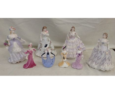 A quantity of Coalport and Royal Worcester china ladies (8)