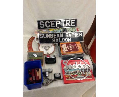 A box of books; together with various items of automobile interest