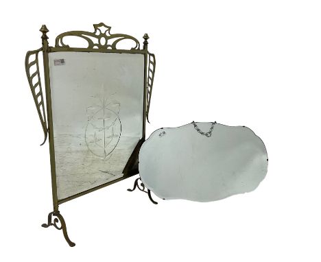 Mirrored fire screen and bevelled wall mirror (2)