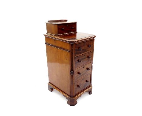 Victorian mahogany bank of drawers, the top fitted with a further small drawer over four short graduated drawers fitted with 