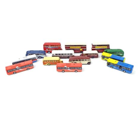 Corgi - nine die-cast buses, unboxed; together with five further scale models of buses (14)