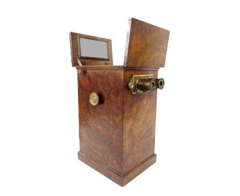 Attractive 19th century walnut table Stereoscope viwer, with cast brass fittings, the lenses inscribed 'Stereoscope 31 Cornhi