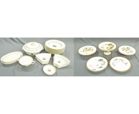 Royal Copenhagen part dinner service comprising lidded tureen, hors d'oeuvre dishes, plates etc; together with Royal Worceste