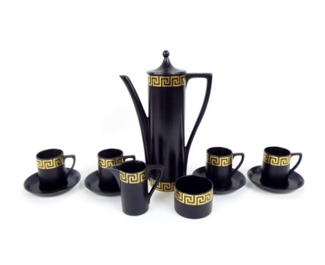 Portmeirion Pottery designed by Susan William Ellis part coffee service comprising coffee pot, milk jug, sucrier and four cup