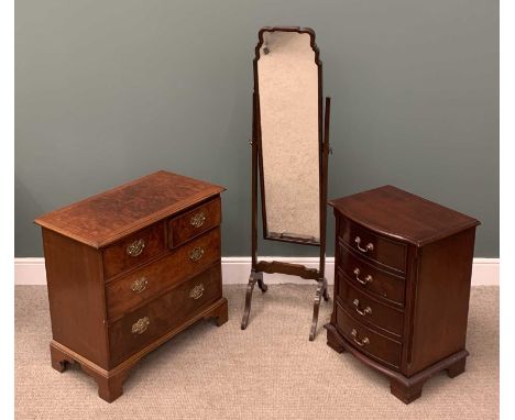 PLUS LOT 39 - THREE ITEMS OF BEDROOM FURNITURE comprising small reproduction walnut chest of two over two drawers on bracket 