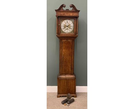 19TH CENTURY JOSEPH SCHOFIELD (ROCHDALE) LONGCASE CLOCK with brass face, oak trunk, twin weights and pendulumProvenance: priv