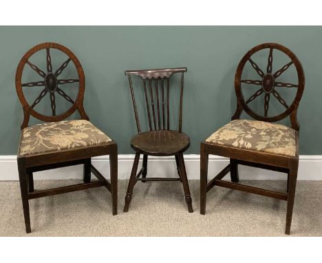 THREE CHAIRS comprising pair of unusual wheelback chairs and a single comb-backProvenance: private collection Denbighshire