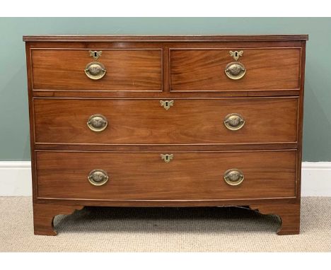 VICTORIAN MAHOGANY BOW FRONT CHEST, two over two drawers on bracket feet, 77 (h) x 105 (w) x 50cms (d)Provenance: private col