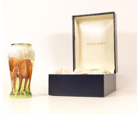 Moorcroft enamel Copper vase by Fiona Bakewell , Limited edition 9/50. Boxed with certificate. Height 9cm 