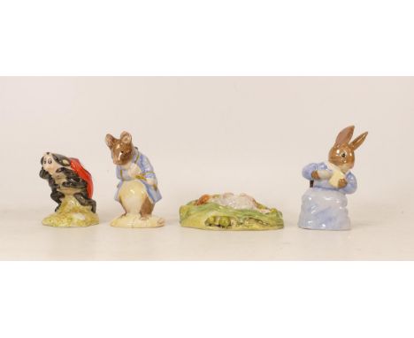 Royal Albert Beatrix Potter Bp Figures to include Cottontail, Gentle Mouse Made a Bow, Timmy Willie Sleeping &amp; Mother Lad