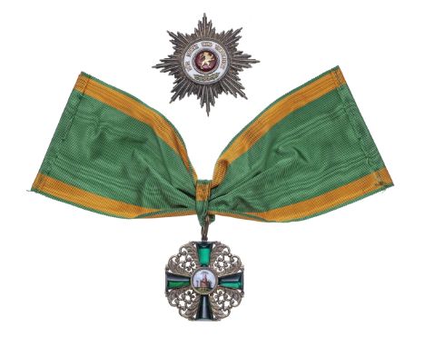 Germany,Baden, Order of the Zahringen Lion, First Class set of insignia, comprising sash badge 65mm x 60mm and breast star 87