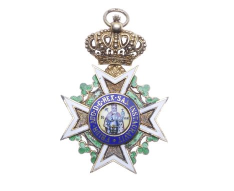 Germany,Saxony, Military Order of St.Henry, breast badge, 56mm x 39mm in silver-gilt and enamel. Light enamel damage, otherwi