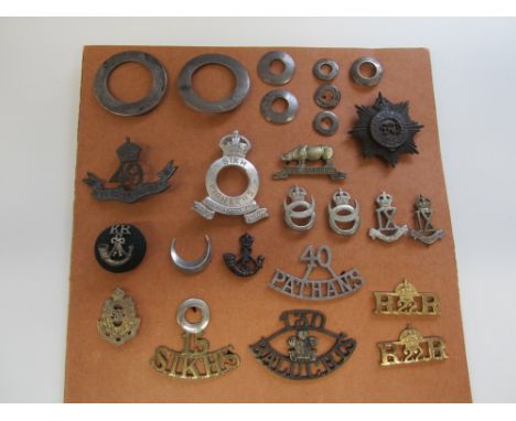 Indian Army, Selection of officers' caps, collars, s/titles,Caps to the 15th (?) Sikhs, 49th Bengal Infantry, RIASC (GVIR), S