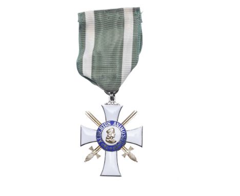 Germany,Saxony, Order of Albert the Valorous, breast badge with swords, 46mm x 36mm, in silver-gilt, silver and enamel. Good 