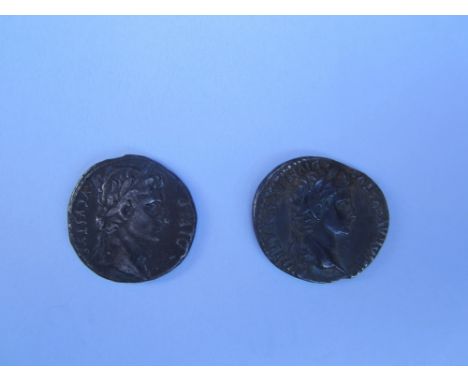 Augustus 27BC-AD14,Ar Denari (2), O. Laureate head r, R. IMP XIIII, Augustus seated l on platform, receiving child from barba