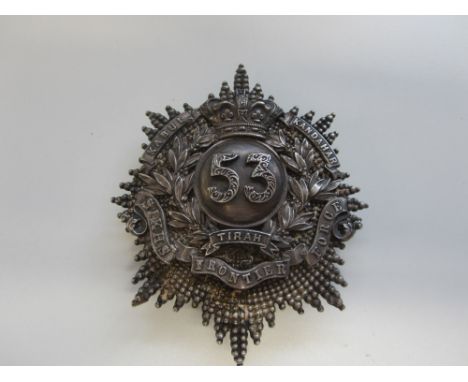 Indian Army, 53rd Sikhs (Frontier Force) Officer's Pouch Belt Plate 1903-1922,A fine quality multi-part example in silver pla