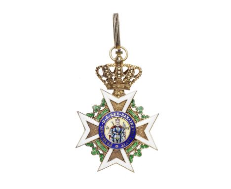 Germany,Saxony, Order of Henry, Third Class neck badge, in gold, silver-gilt and enamel. Some light enamel damage, otherwise 