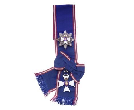 The Royal Victorian Order,Knight Grand Cross, G.C.V.O. set of insignia, comprising, sash badge and breast star in gold, silve