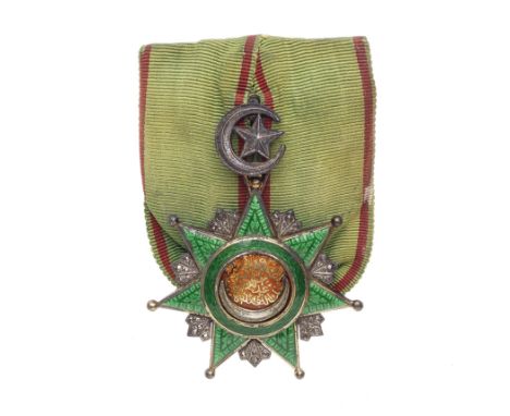 Turkey,Order of Osmanieh, breast badge, in silver-gilt, silver and enamel. Smaller size but of superior quality. Toned extrem