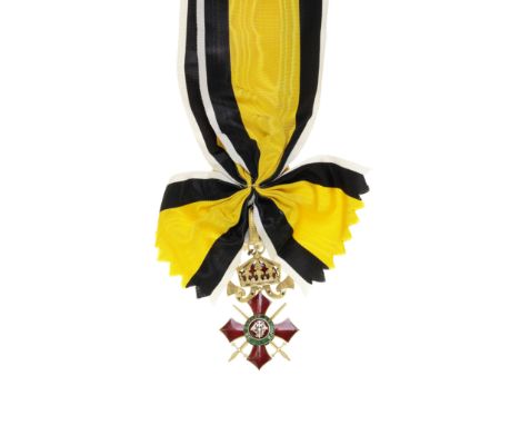 Bulgaria,Order of Military Merit, First Class sash badge, in gilt metal and enamel. With full sash. A couple of bits of ename