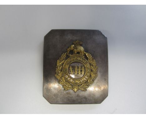 Indian Army, 8th Madras Native Infantry Officer's Shoulder Belt Plate 1820-1832,A most rare and fine example in silver with a