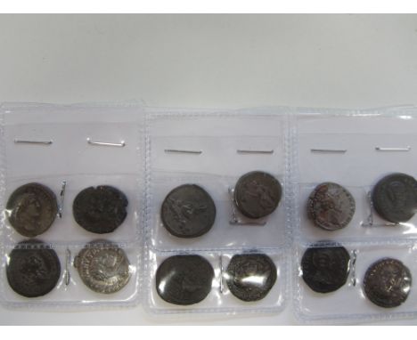 Roman 1st -3rd Century A.D.,Silver denari (12), includes Vespasian, R. Judaea seated right before trophy. Hadrian, R. Asia st