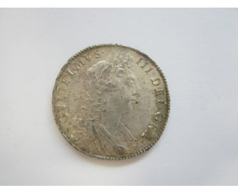 William III, 1694-1702,Halfcrown, 1698, first draped bust right, R.Modified large shields, DECIMO (S.3494).  Scratching to th