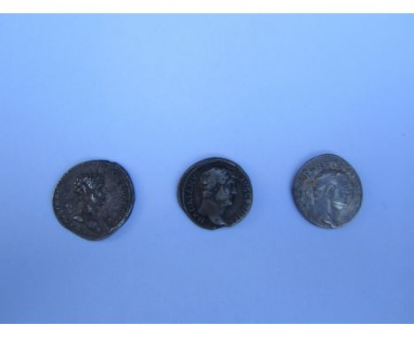 Roman 1st-2nd century AD,Ar Denari (3), includes Hadrian, R. Nilus reclining r, RCV 3508; R. Justitia seated l on throne; Ves