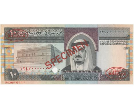 Saudi Arabia, Monetary Agency,10 Riyals, c.1983, 124/ 000000 (Pick 23s). Good extremely fine-about uncirculated. (1)This lot 