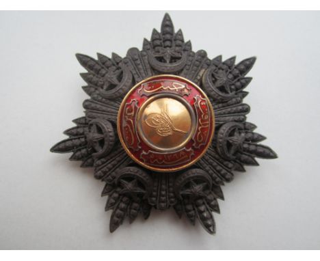 Turkey,Order of Medjidieh, breast star, 80mm, in silver, gold and enamel. Deeply toned, otherwise good very fine one small bi