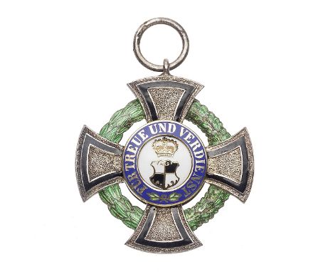 Germany,House Order of Hohenzollern, breast badge, in silver and enamel, the ring stamped Silber. Good very fine. (1)This lot