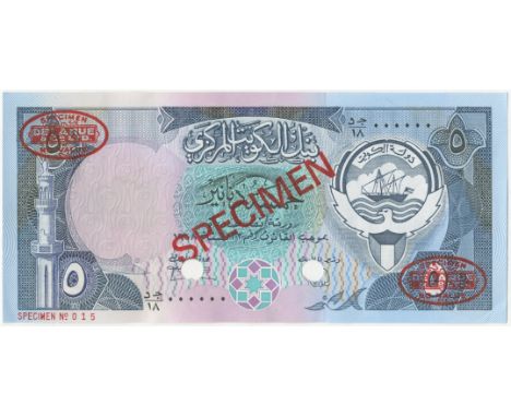 Kuwait, Central Bank,5 Dinars, 1980-91, no.  000000, (Pick 14s). Good extremely fine. (1)This lot is subject to the following
