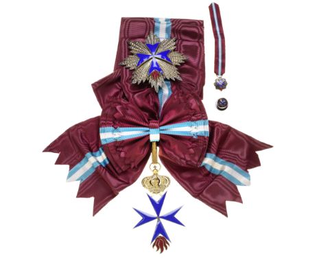 Sweden,Order of St.Brigitta, First Class set of insignia, comprising sash badge and breast star, in silver-gilt, silver and e
