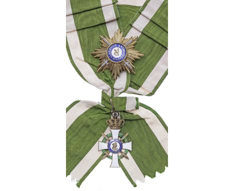 Germany,Saxony, Order of Albert, First Class set of insignia, comprising sash badge with swords in silver-gilt and enamel, an