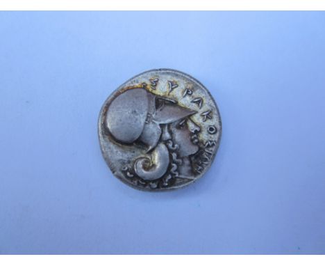 Sicily Syracuse 344-317 BC,Ar stater, 3rd Republic, weighs 8.67g. O. Pegasus flying left, R.head of Athena right, wearing Cor