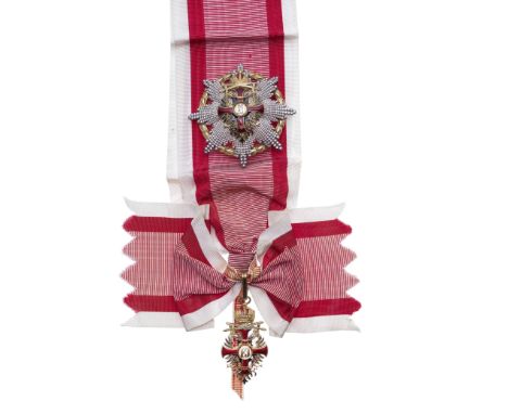 Austria,Order of Franz Joseph, first class set of insignia with swords, comprising sash badge and breast star. A good tailor'