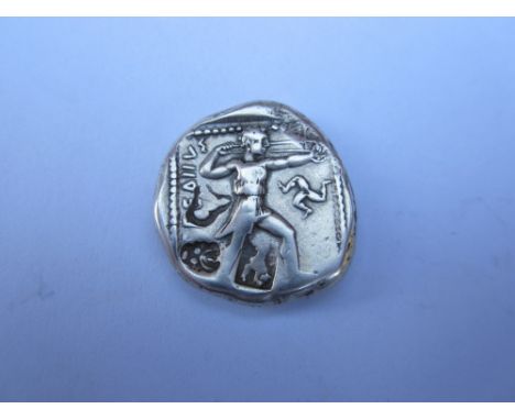 Pamphylia, Aspendos 370-333 BC,Ar stater, weighs 10.83g. O. two naked athletes wrestling, R.. slinger advancing right about t